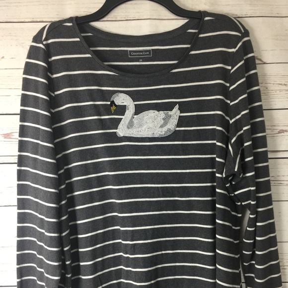 Charter Club Charcoal Swan Embellished Top - Picture 2 of 6